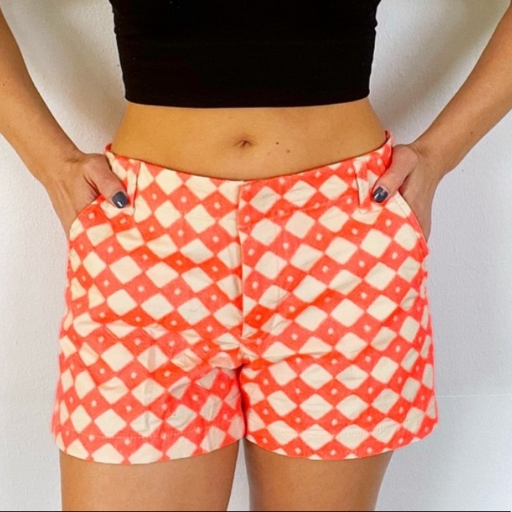 Stylus neon orange geometric print cotton chino shorts size 8